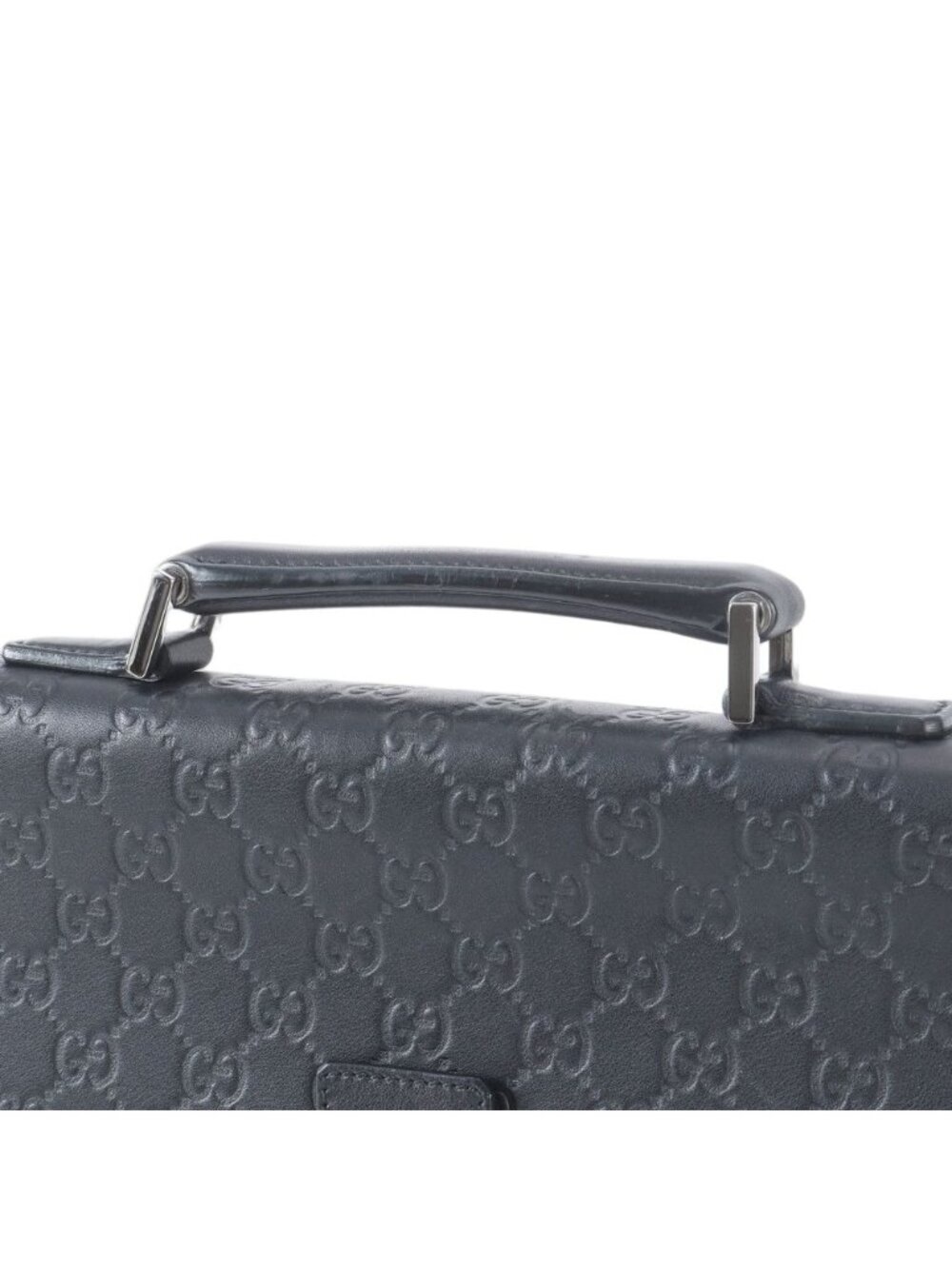★SOLD★ Gucci Guccissima Leather Business Document Briefcase Tote Black - Picture 2 of 9